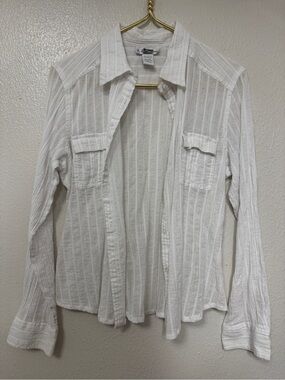 EK Designs White Striped Textured Button-Up Shirt